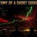 Bitcoin short squeeze visualised as a cascading liquidation wall on a dark trading display
