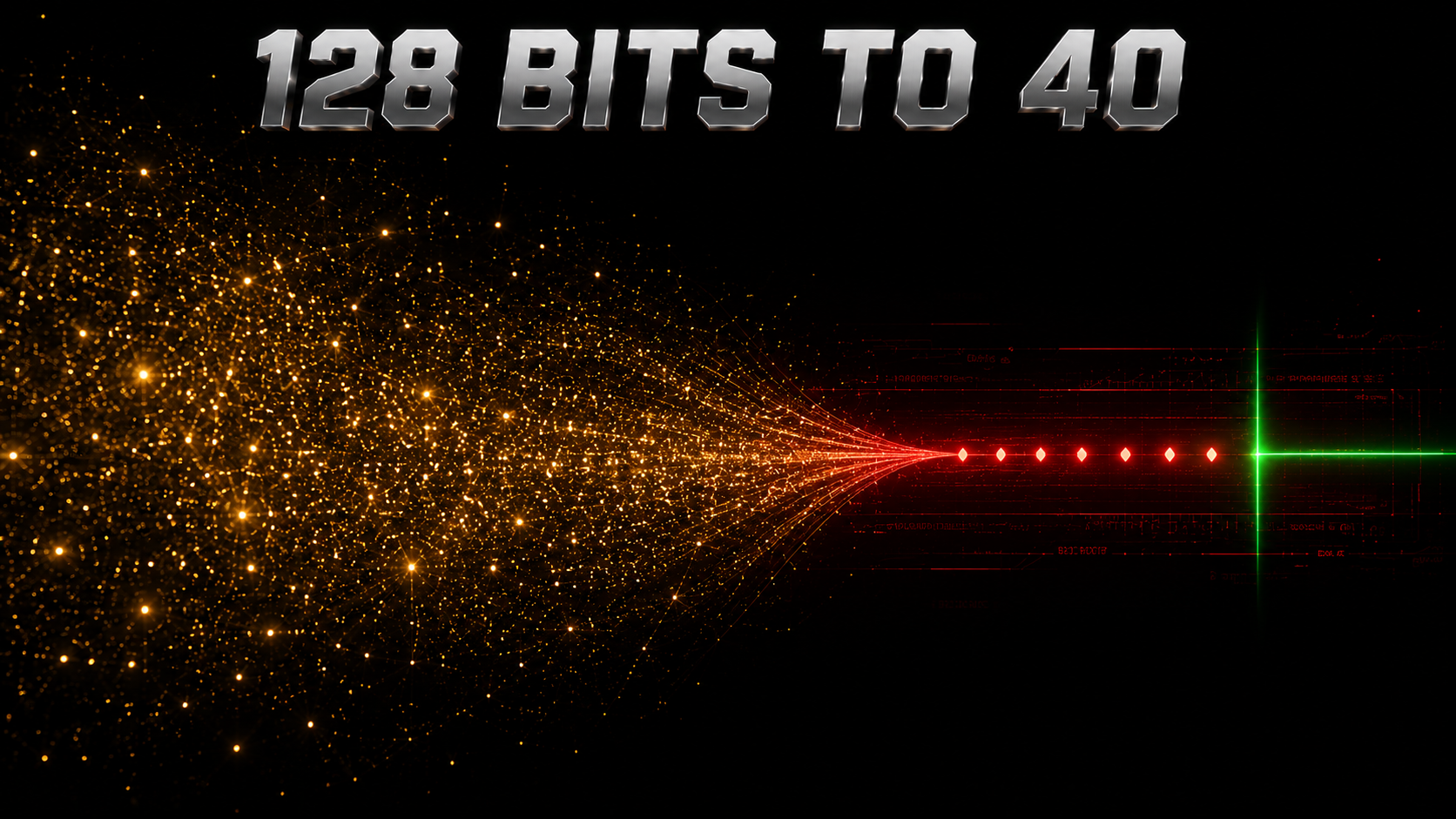 Abstract visualisation of a random number generator collapsing from a wide field of possibilities to a narrow set