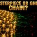 A vast glowing network mesh split between a bright gold ordered lattice and a dim sparse region, representing Cardano's rigorous design and its thin usage