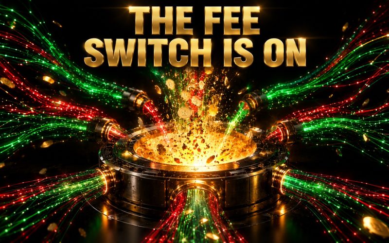 Abstract liquidity network flowing into a glowing burn chamber, representing Uniswap protocol fees destroying UNI supply